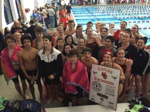 Swim team at their last meet of the year  