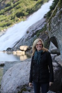 English Teacher Mary Mordica visits Mendenhall Glacier in Juneau, Alaska.